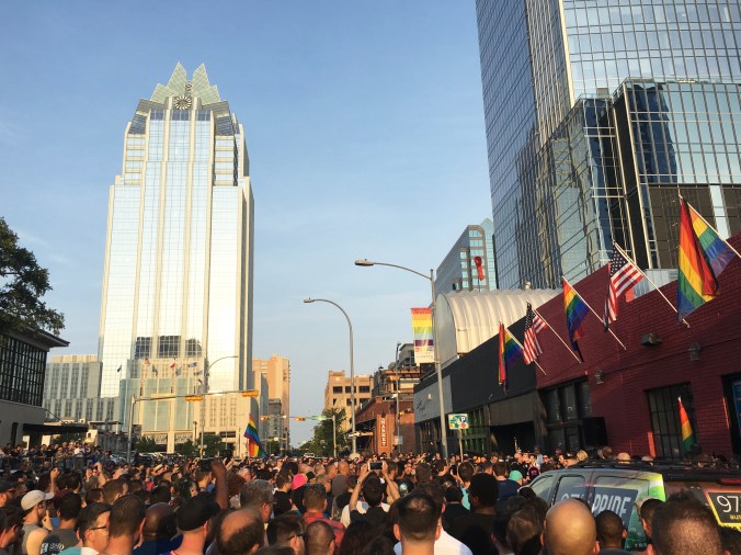 The Austin Vigil for Orlando outside Austin's gay clubs, June 6th, 2016. © J.T. Fales